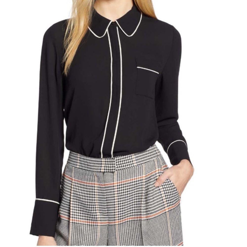 [Halogen x Atlantic-Pacific] PJ Blouse - Black